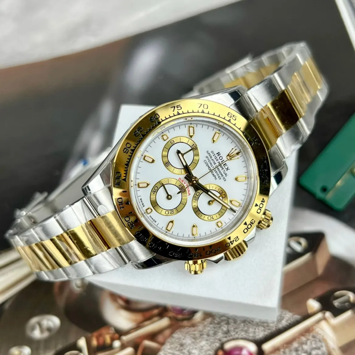 Luxury watch with gold and silver