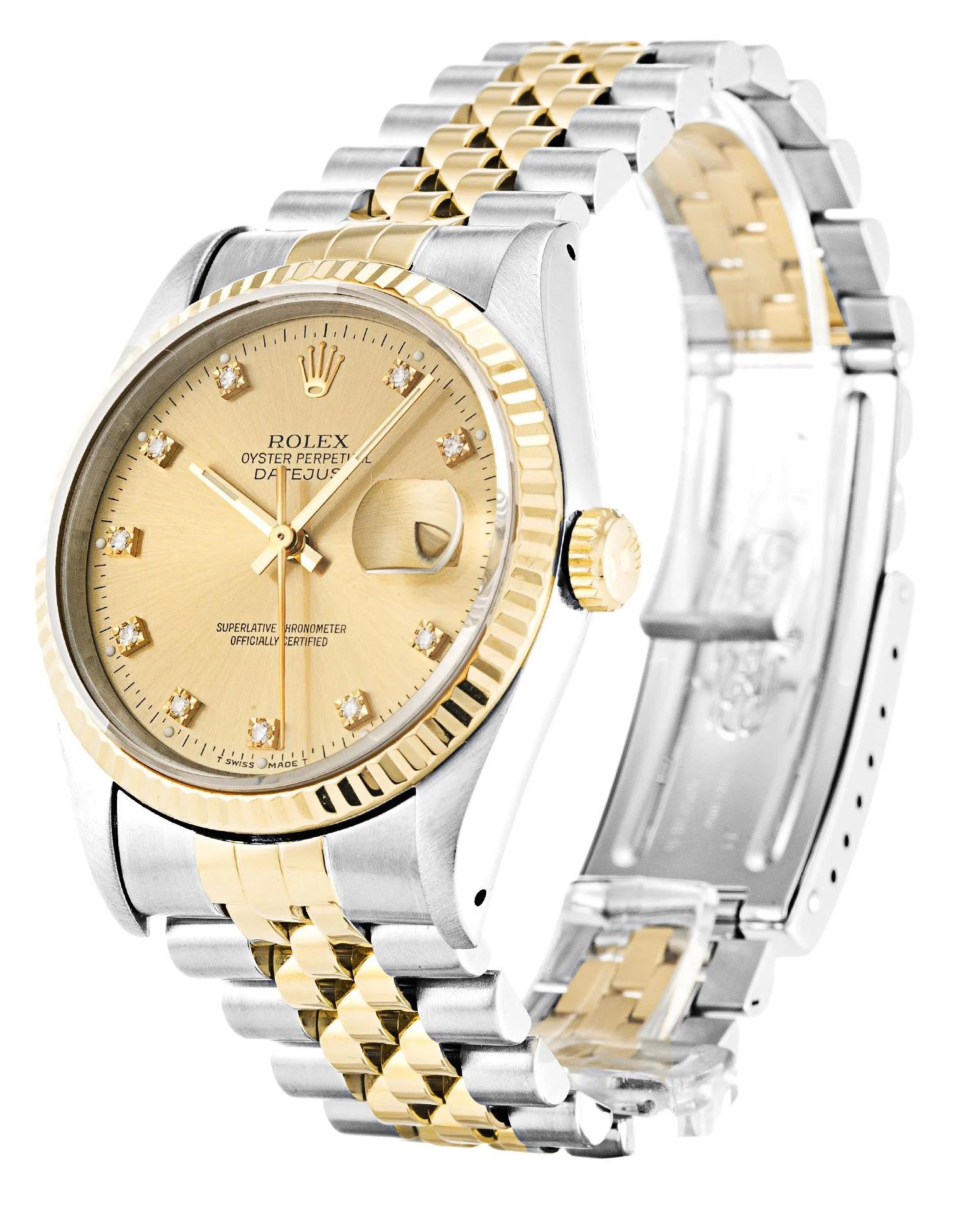 Rolex Datejust Replica Watch - Champagne Diamonds Dial 36mm 16233 - Image 2