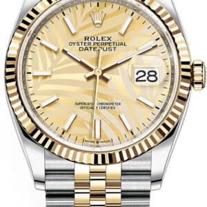 Replica Rolex Datejust Gold Palm Motif Dial 36mm 126233