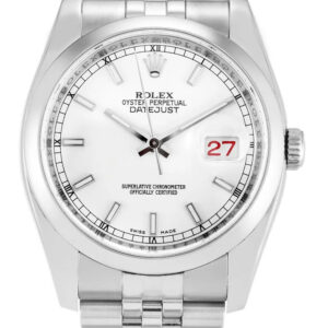 Rolex Datejust Watch - White Dial 36mm 116200