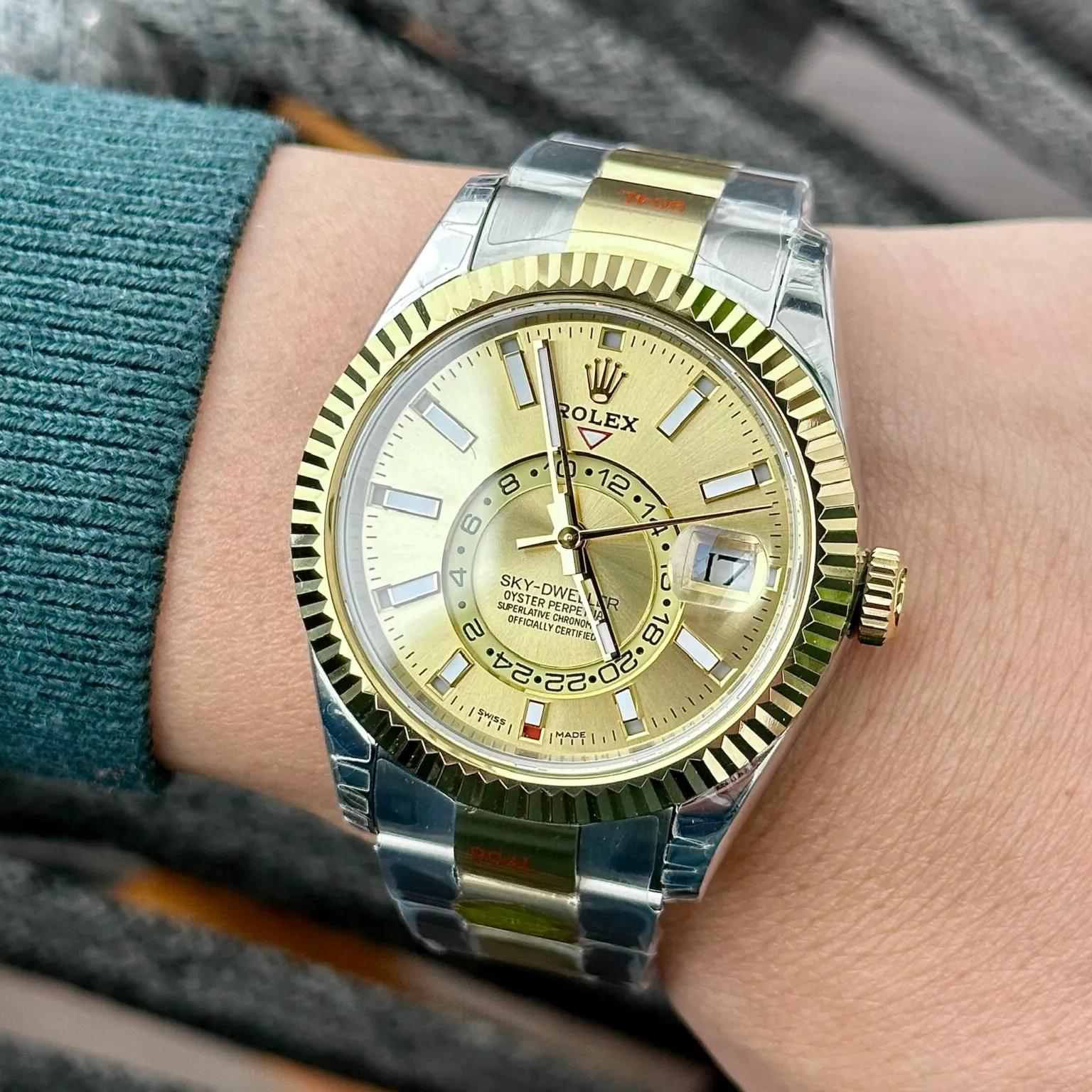 Rolex Sky-Dweller Gold Watch Champagne Dial 336933 - Image 6