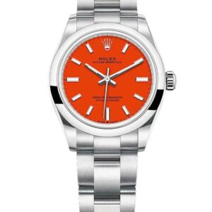 Ladies Rolex Oyster Perpetual - Luxury Watch Coral Red Dial 277200 31mm