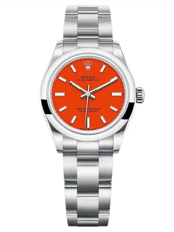 Ladies Rolex Oyster Perpetual - Luxury Watch Coral Red Dial 277200 31mm