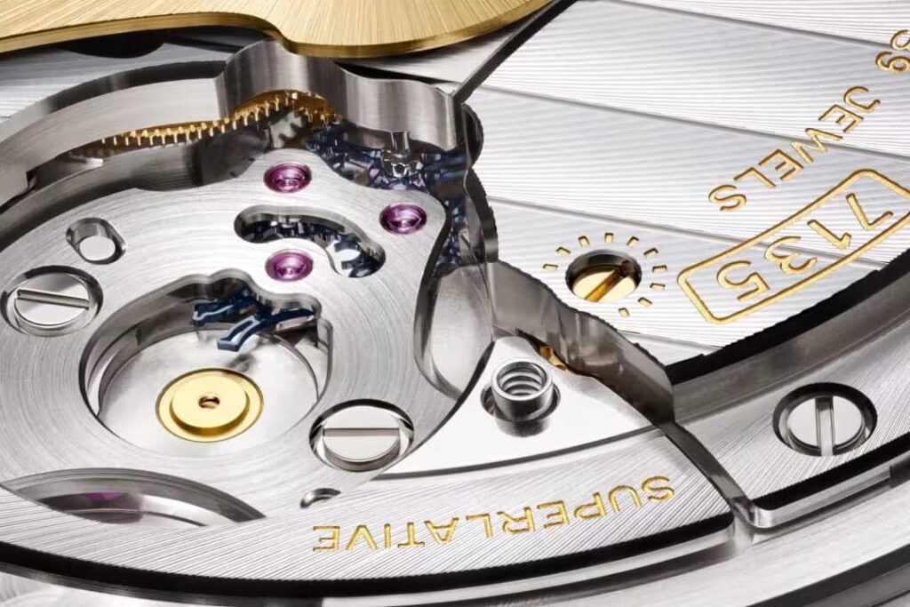 Intricate watch movement with jewels