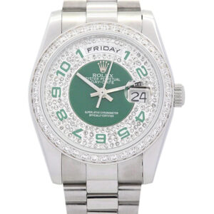 Rolex Day-Date Green and Silver with Diamonds Dial - Luxury Watch 118346 36mm