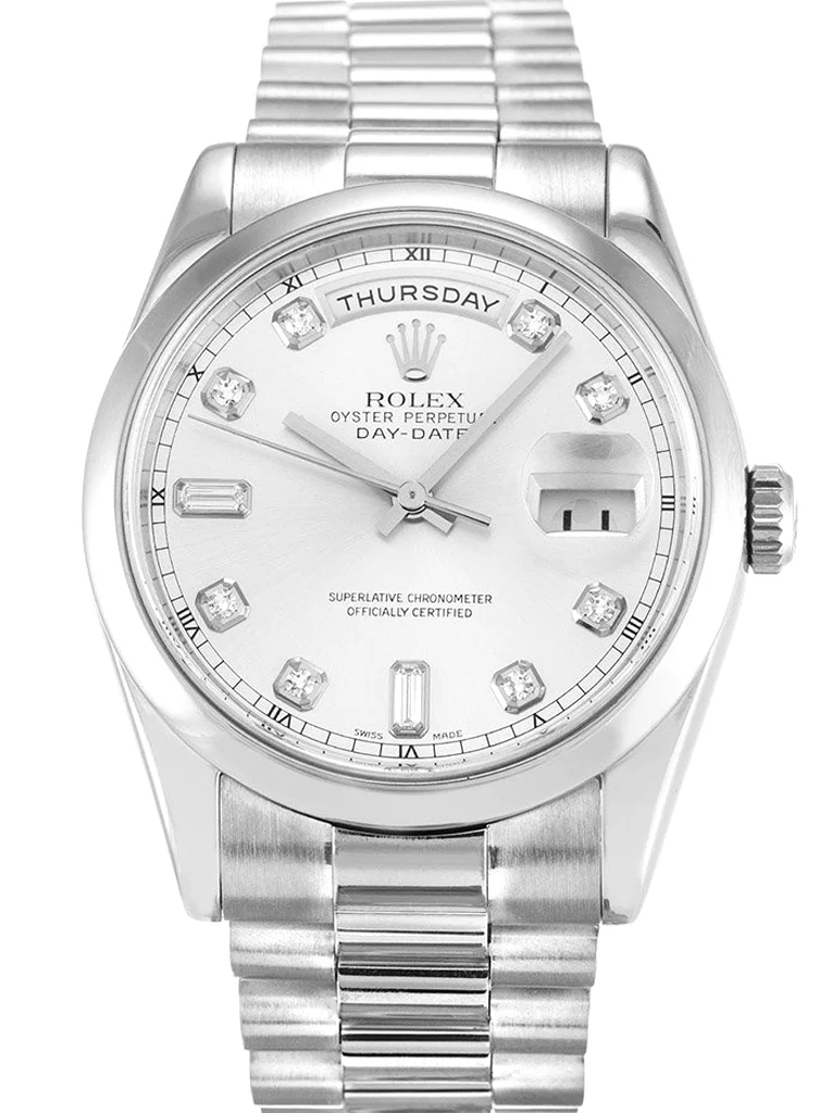 Rolex Day-Date Silver Dial Watch - 118209 36mm