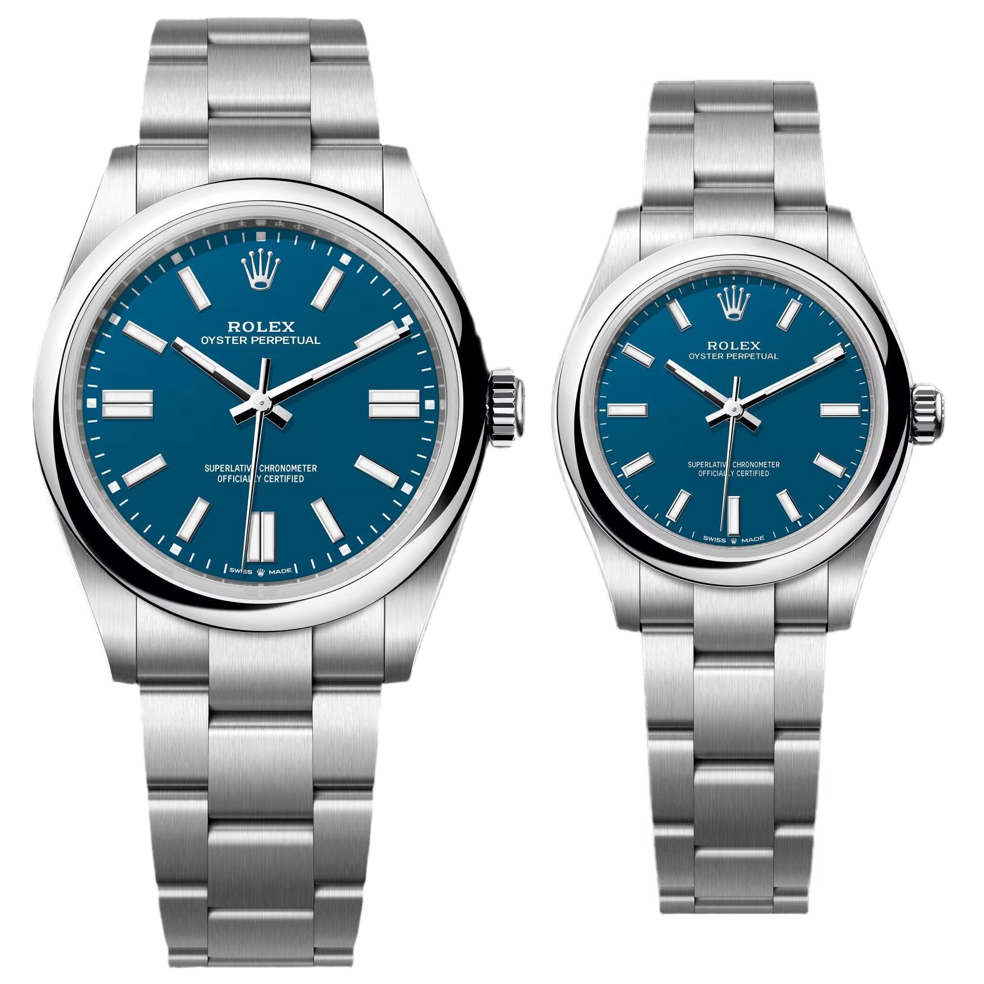 Rolex Oyster Perpetual Blue Couple Watches