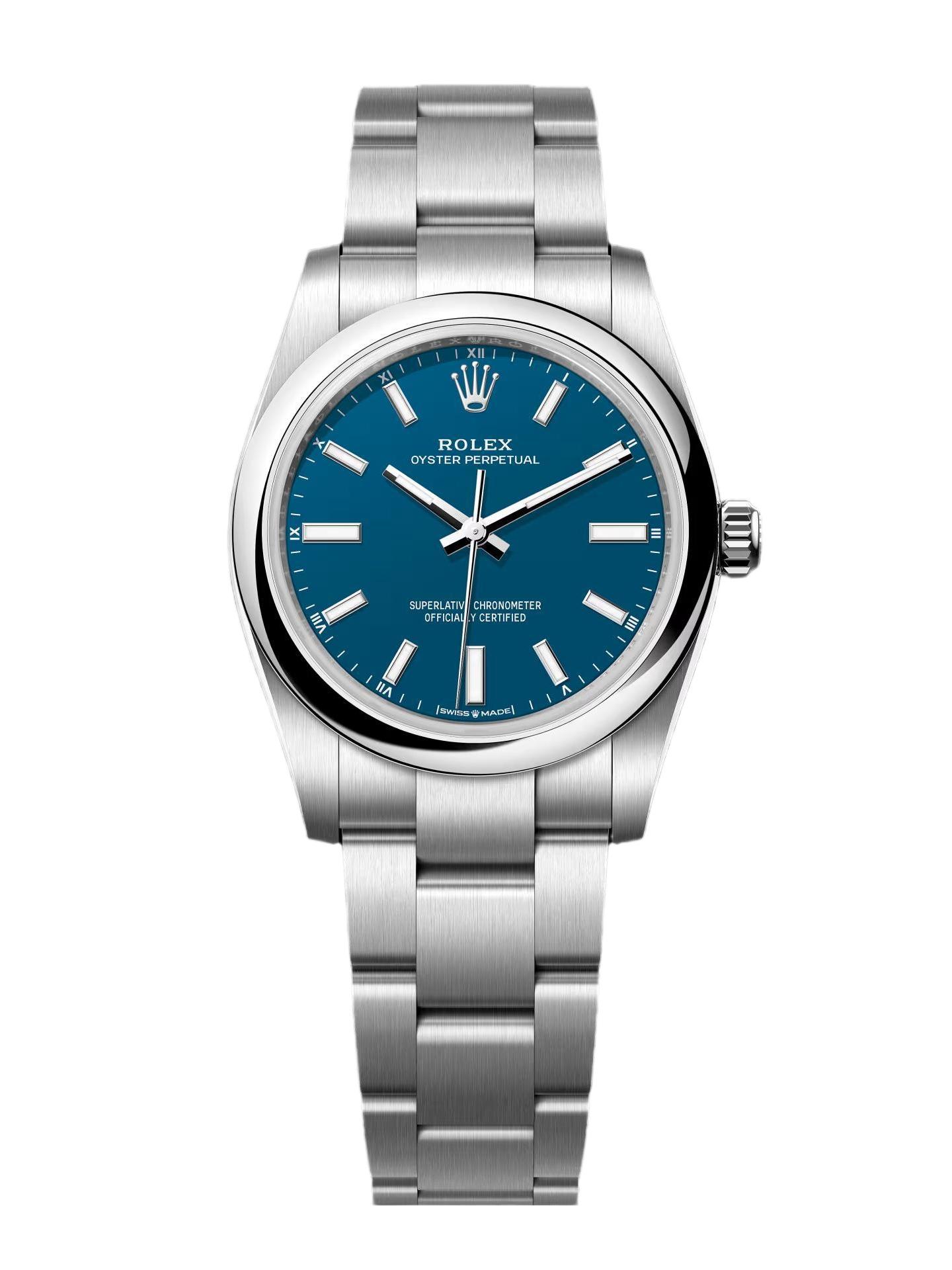 Rolex Oyster Perpetual Blue Dial - Luxury Watch 124200 34mm