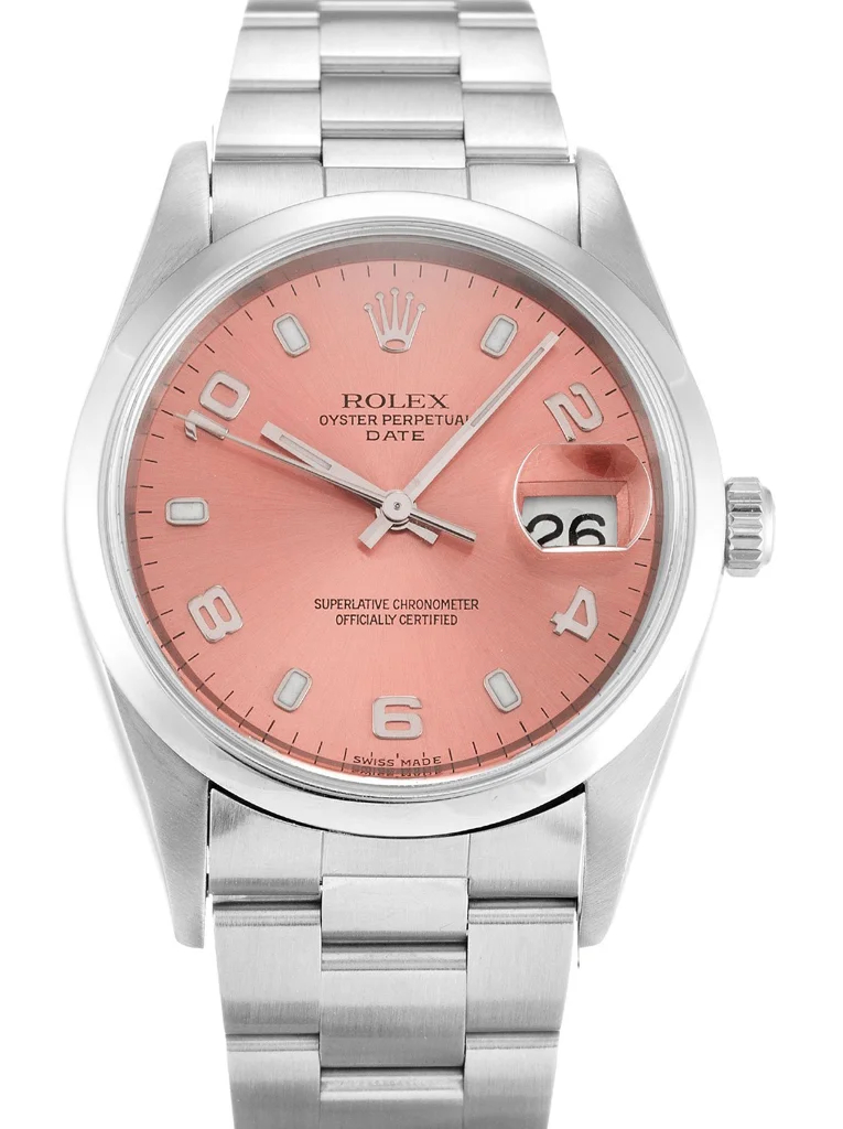 Rolex Oyster Perpetual Date - Swiss Watch Salmon Dial 15200 34mm