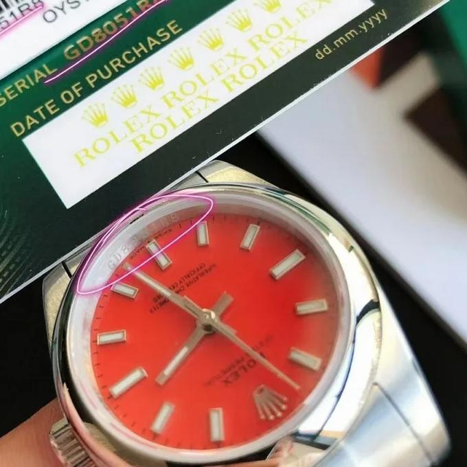 Rolex Oyster Perpetual Red - Couple Watches 31/41mm SS/SS Red/Stk - Image 5