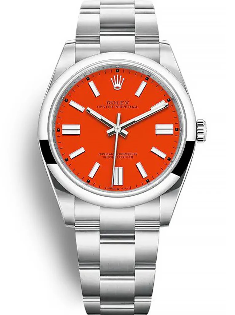 Rolex Oyster Perpetual - Swiss Watch Coral Red Dial 124300 41mm